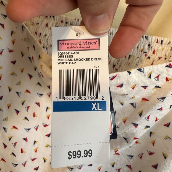 Vineyard Vines NWT MINI SAIL SMOCKED DRESS WHITE CAP XL Lined‎ Beach Preppy - Picture 6 of 7